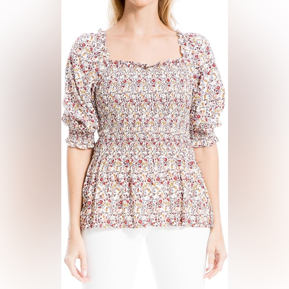 MAX STUDIO Floral Smocked Top
